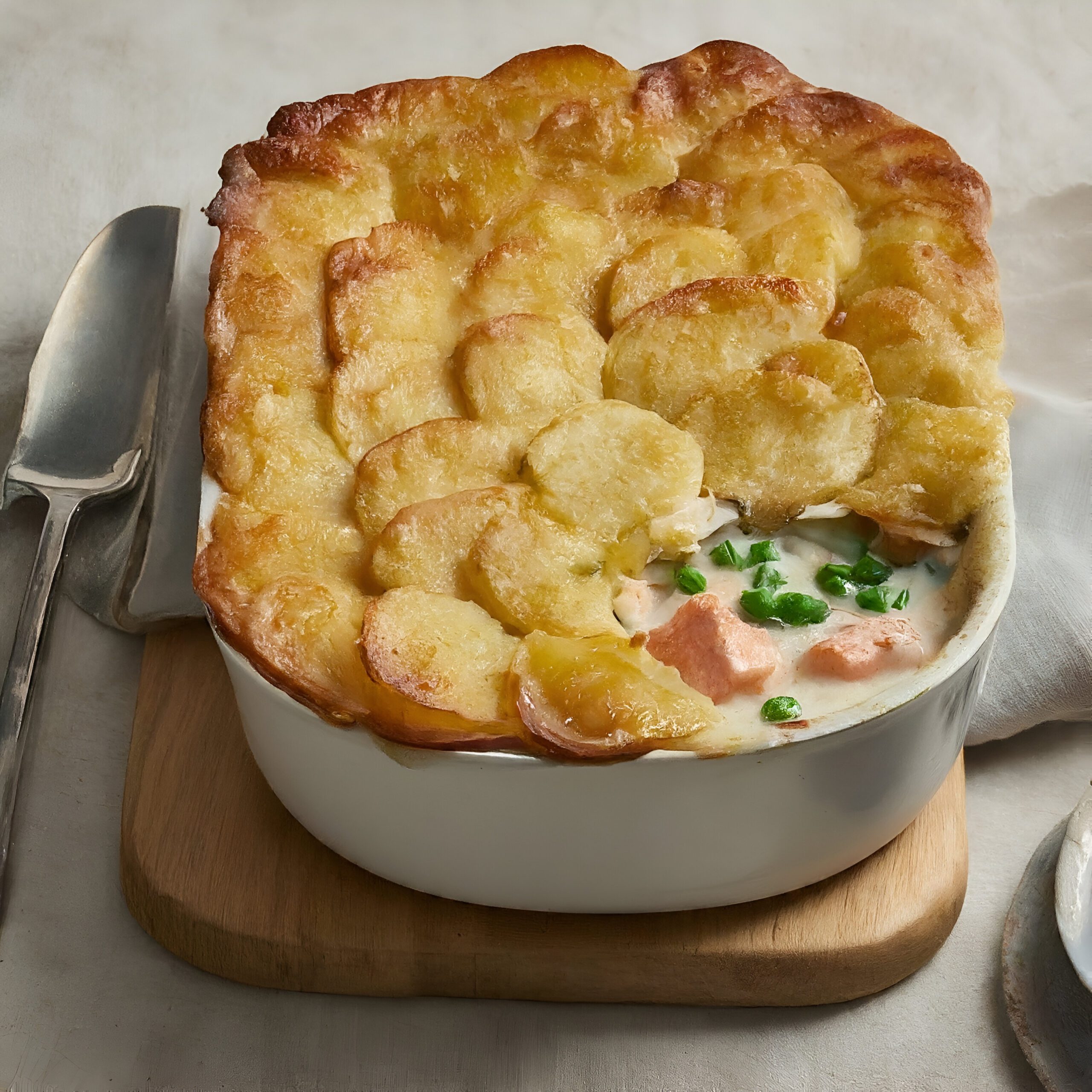 Mary berry fish pie with sliced potatoes